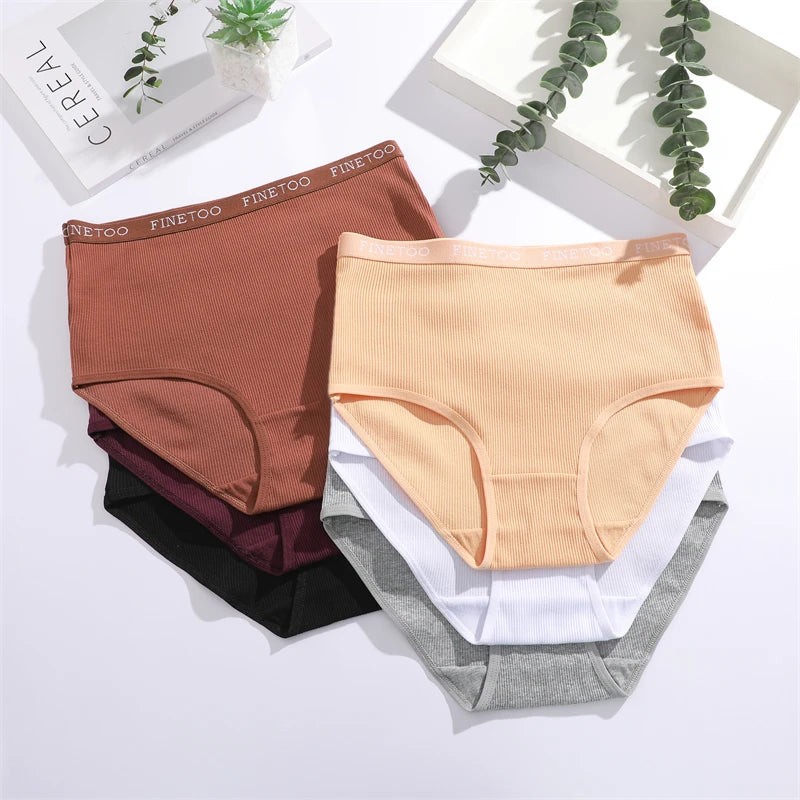 3Pcs Plus Size Cotton Underwear Sexy Striped Mid Waist Panties Breathable Stretch Belt Briefs Female Comfort Lingerie Shorts New