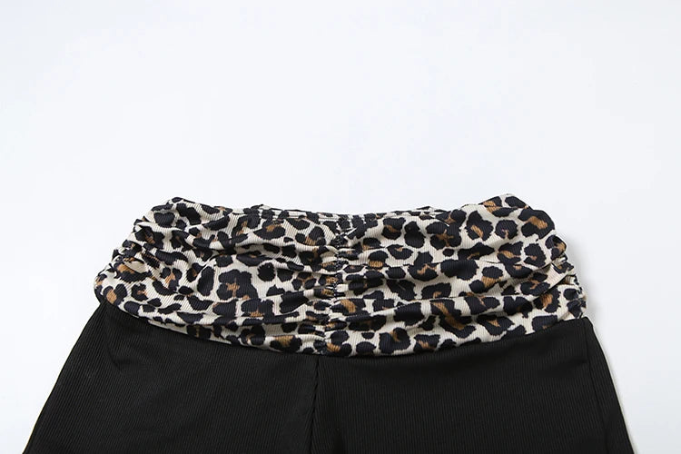 Nibber Sexy Leopard Print Women 2 Piece Set Tracksuit Stretch Sleeveless Bodysuit Tops+Wide Waist Shorts Matching Street Outfits