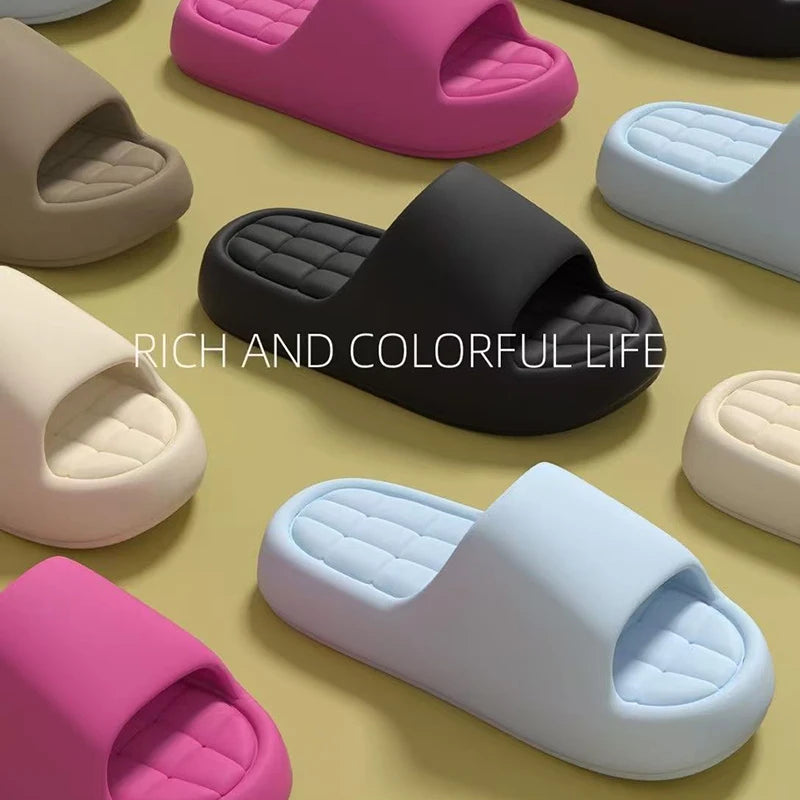 Candy Color Soft Bottom EVA Slippers Women Summer 2026 Thick Platform Comfortable Cloud Slippers Woman Outdoor Beach Sandals 45