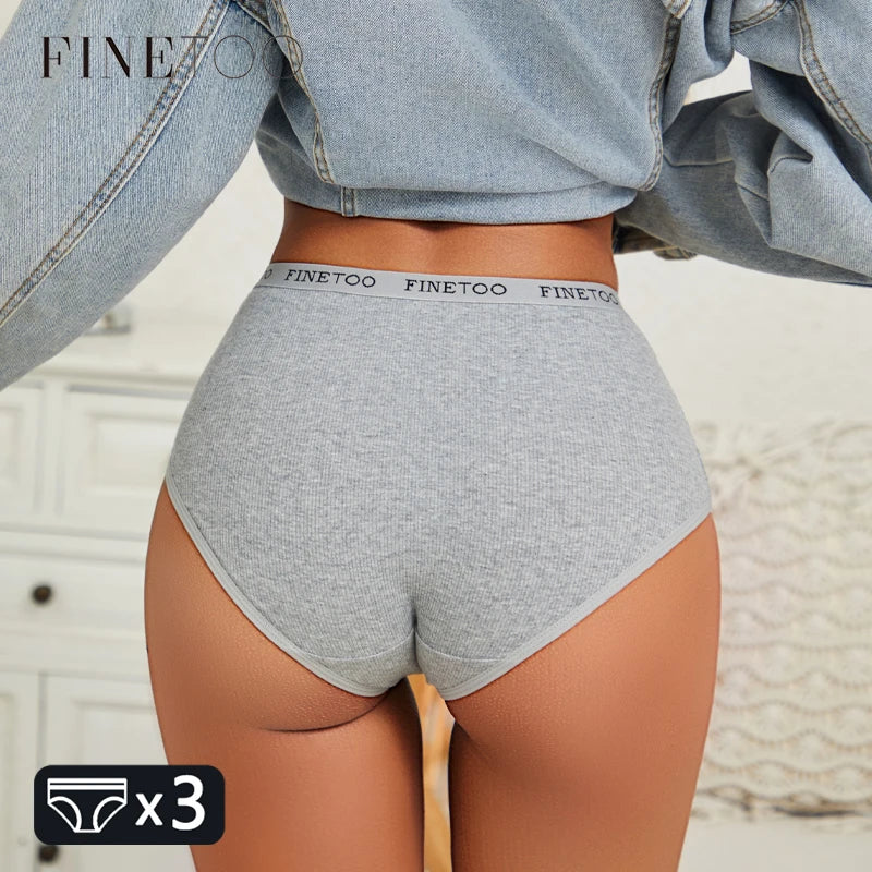 3Pcs Plus Size Cotton Underwear Sexy Striped Mid Waist Panties Breathable Stretch Belt Briefs Female Comfort Lingerie Shorts New