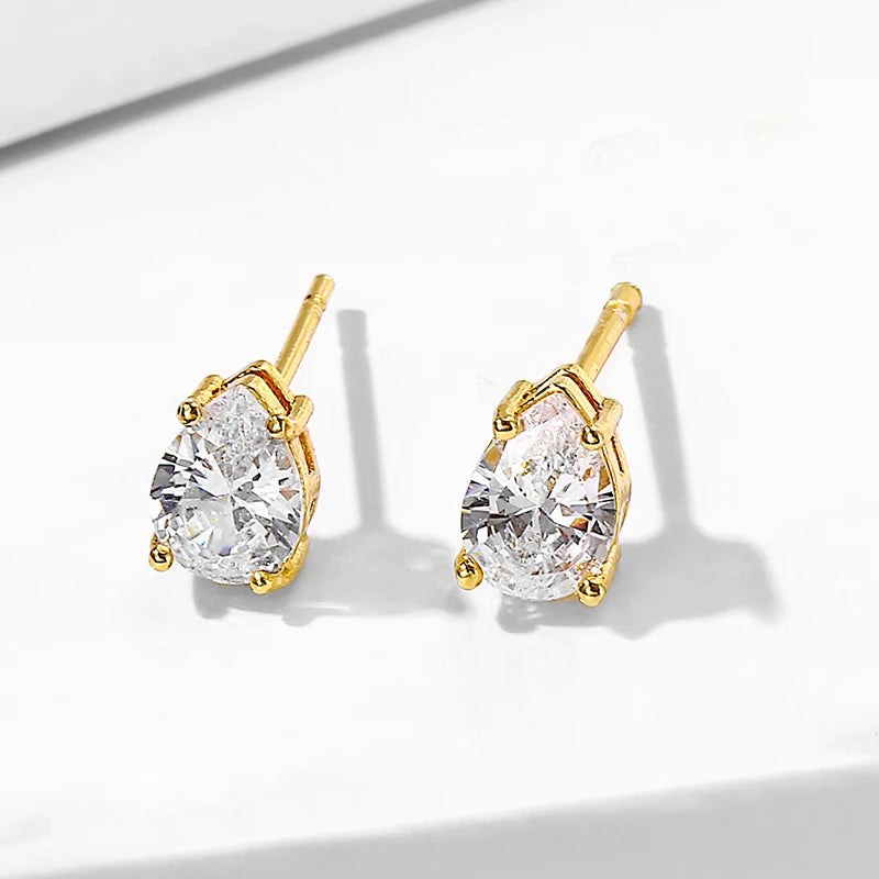 ZAKOL Marquise Cubic Zircon Stud Earring for Women Girls Ladies Fashion Silver Gold Color Daily Ear Accessories