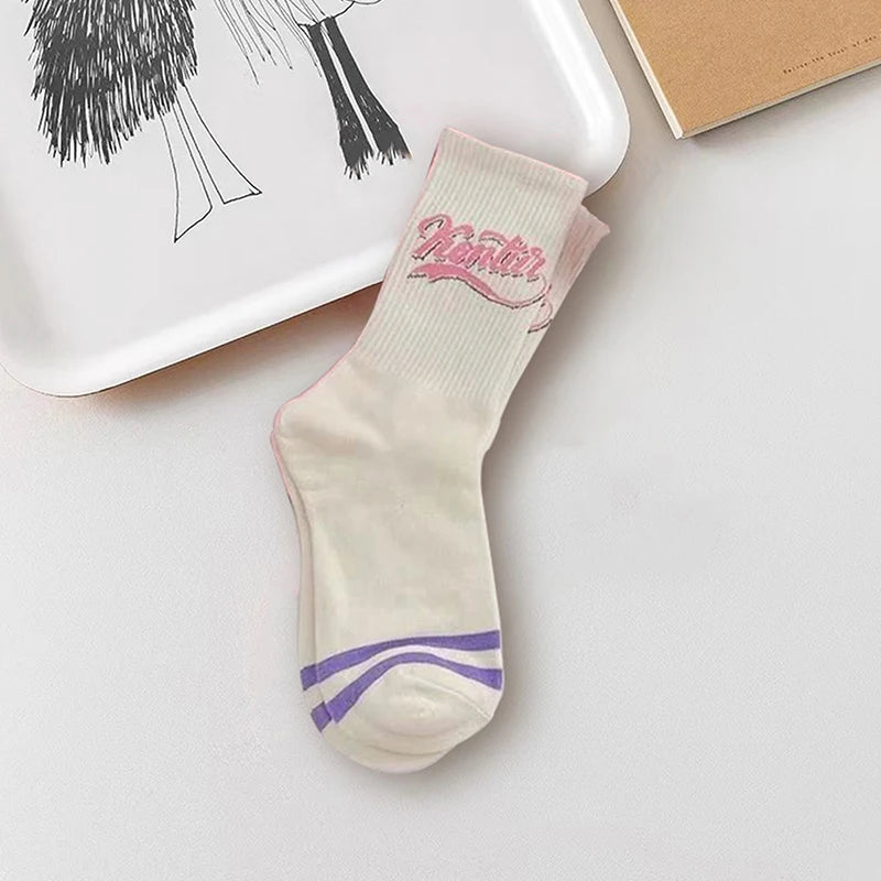Cute Harajuku Strawberry Love Sweet Socks Middle Tube Breathable Fashion Autumn And Winter Casual Socks