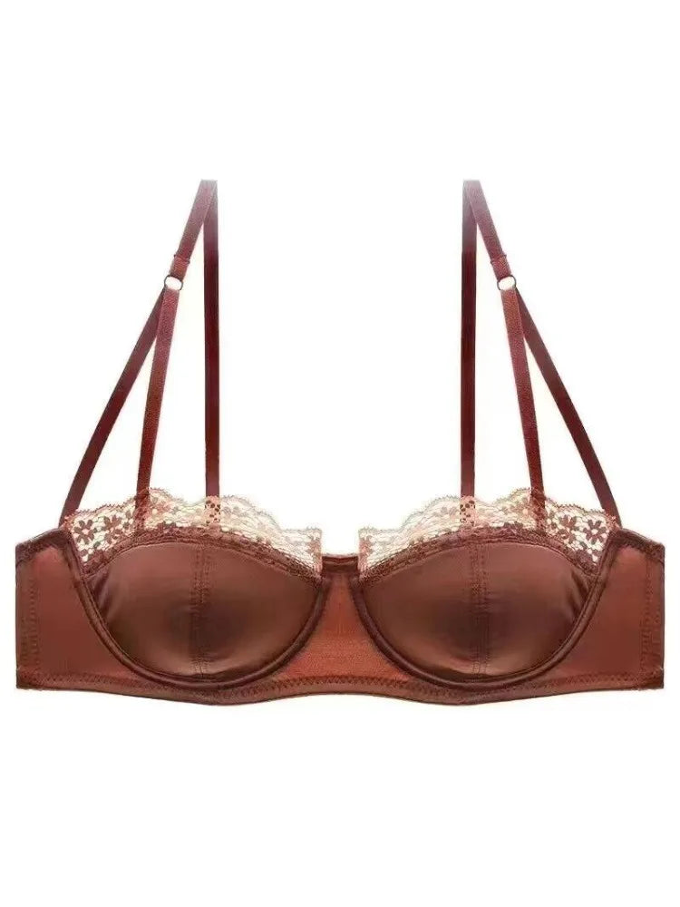 Sexy French Half Cup Invisible Bra Set Soft Underwire Minimizer Push Up Lingerie Set S-XL Comfort Breathable Anti Sag Stylish