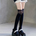 Fashionable Sexy Lace Patchwork Casual Winter Warm Solid Color Elastic Japanese Jk Socks
