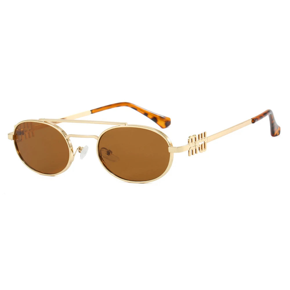 Fashion Punk Double Beam Sunglasses Women Men Retro Brand Designer Small Frame Sun Glasses Female Trendy Sunshade Eyewear UV400