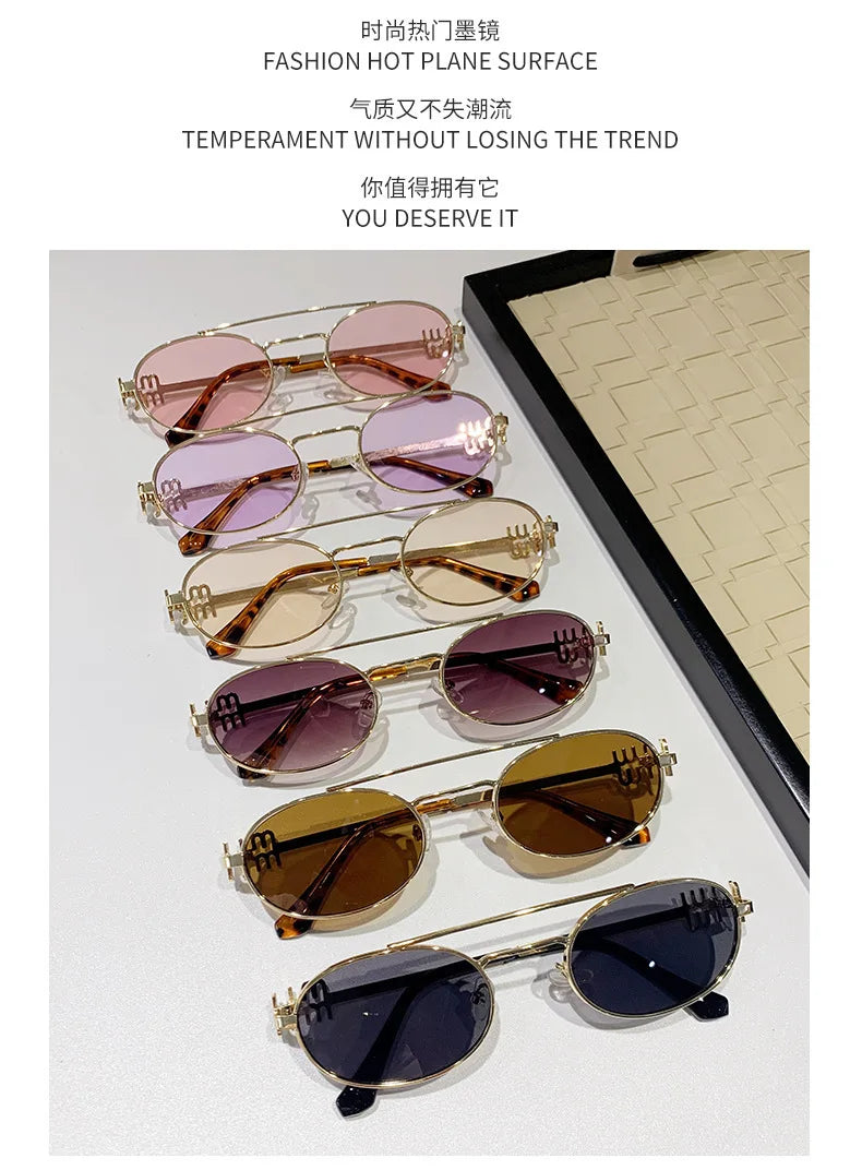 Fashion Punk Double Beam Sunglasses Women Men Retro Brand Designer Small Frame Sun Glasses Female Trendy Sunshade Eyewear UV400