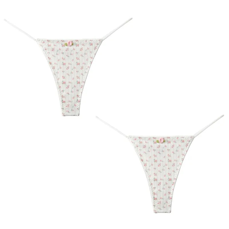 WarmSteps 2PCS Sweet Women's Panties High Quality Printed Bikini Sexy Lingerie Fashion Lingerie Comfortable Breathable Underpant