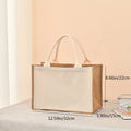 Retro single-shoulder linen bag for shopping as a gift. Yellow linen bag with printed pattern. Hand-held linen bag.