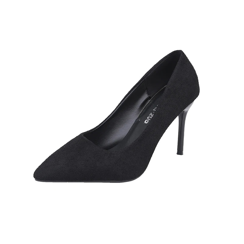 Women New Mid Heeled Sandals Black 6-8-10cm Pointed Thin Heeled Baotou Banquet High Heeled Shoes Womens Shoes Tacones Mujer