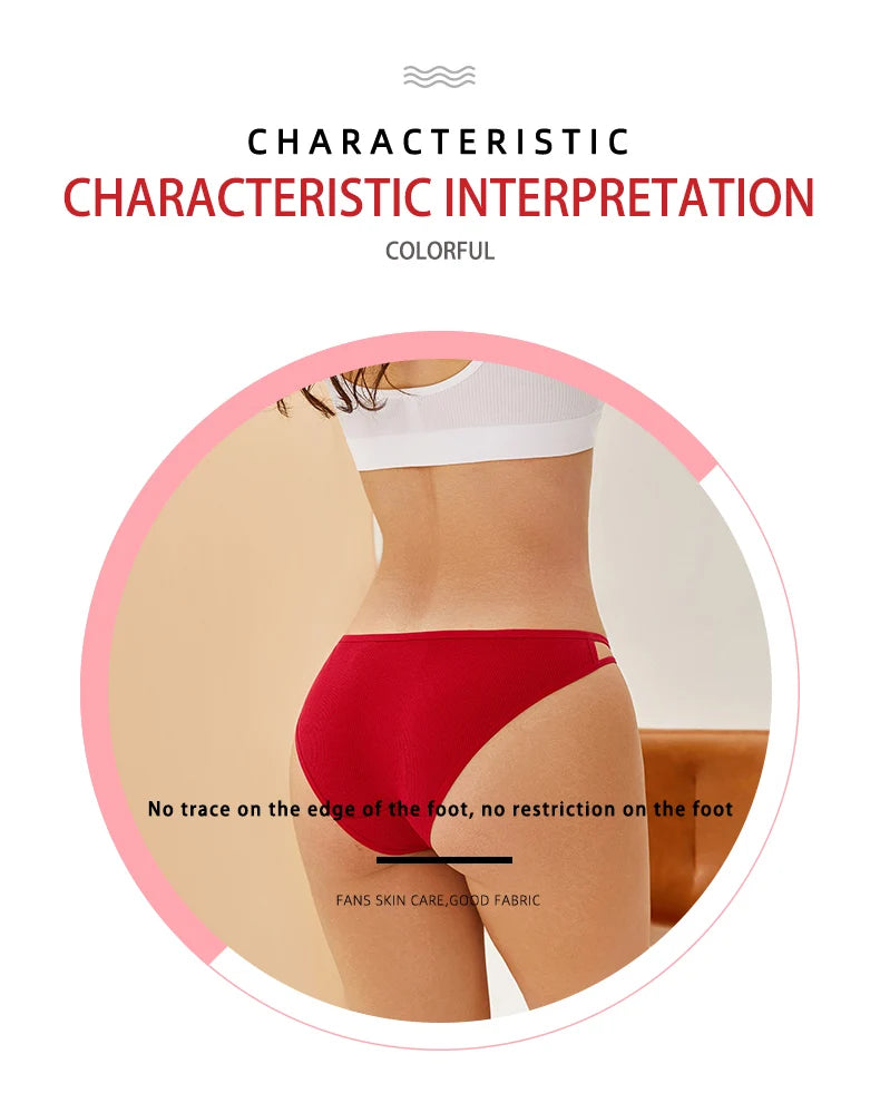 4PCS/SET Stripes Women Cotton Panties Women Sexy Low Rise Briefs Female Breathbale Underwear Button Design Pattern Soft Lingerie