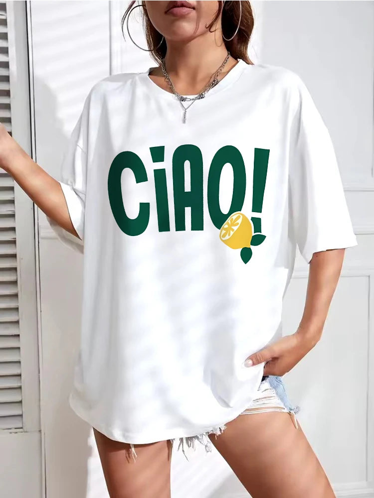 Fashion Y2k Lemon Ciao!  Funny T Shirts Men Women High Quality T-shirt Round Neck Short Sleeve Hip Hop Tee Shirt Streetwear
