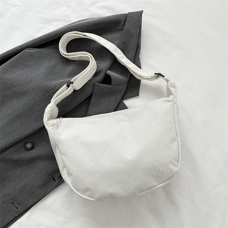 Corduroy Lazy Wind Everything Japanese Literary Single Shoulder Crossbody Student Casual Korean Female Simple Dumpling Bag