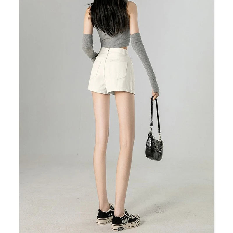 Summer Hot Sale Lady Ins Korean Thin Jeans Girls Fashion Solid High Waist Denim Shorts Women Classic Baggy Short Pants