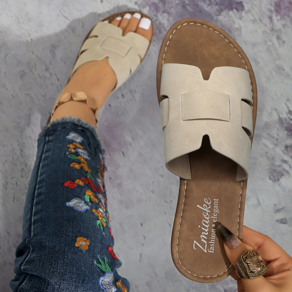 Summer Women Casual Anti-slip Slippers Comfortable Outdoor Sandals Flat Slippers Elegant Fashion Designer Shoes Slides Women