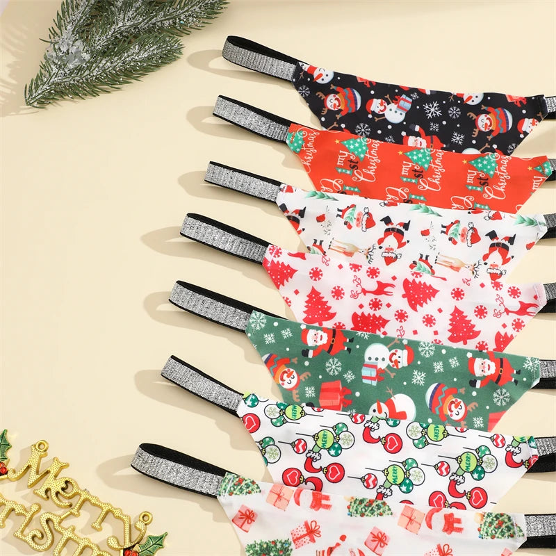 5PCS/Lot Seamless Ice Silk Thongs Women's Christmas Theme Underwear Sexy Rhinestone Waist Panties Santa Claus Printed Lingerie