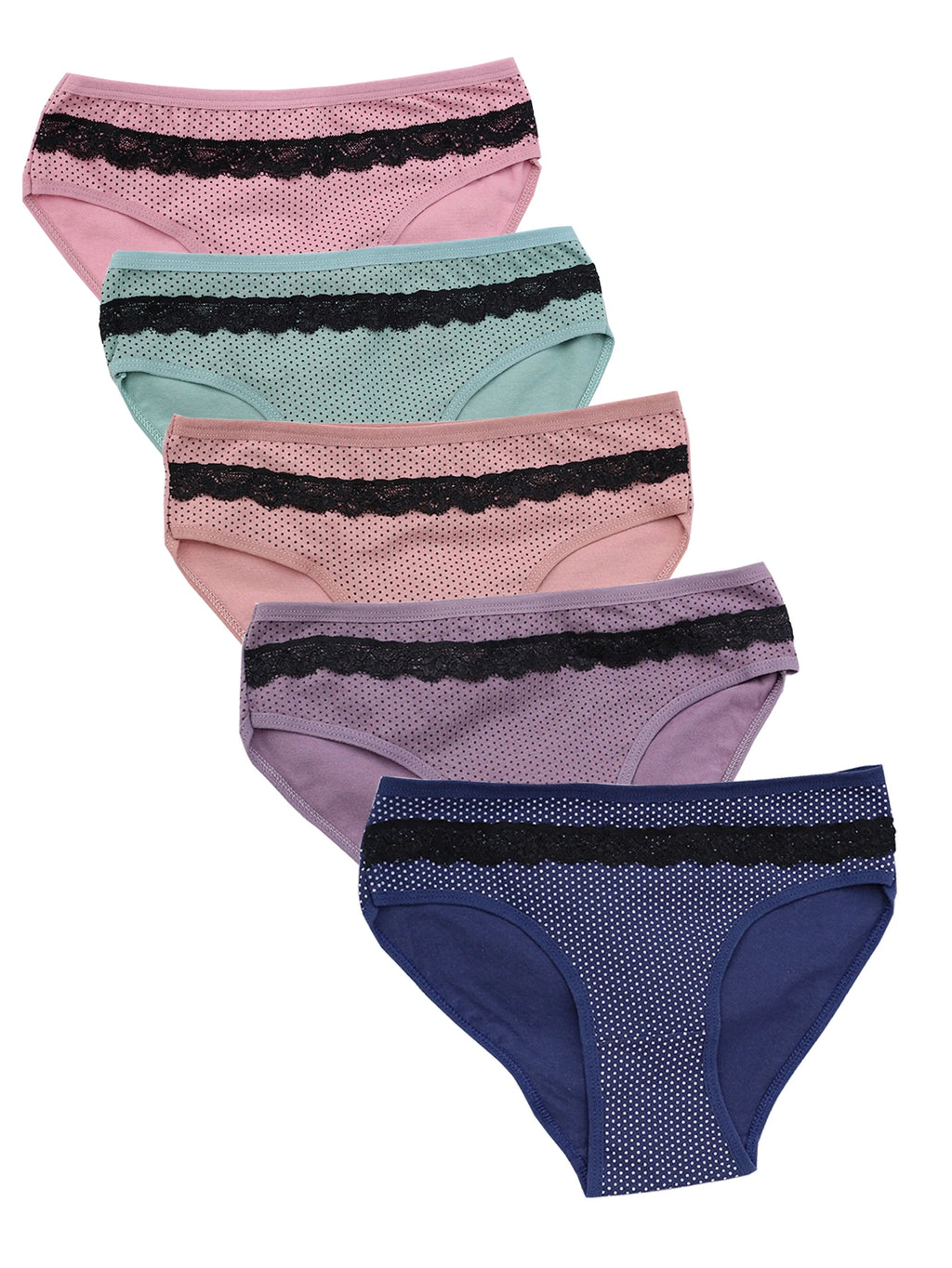 5 Pieces of Women's Sexy Underpants Student Cute Mid Waist Underpants Breathable and Soft Lace Edge Decorative Underwear Sexy