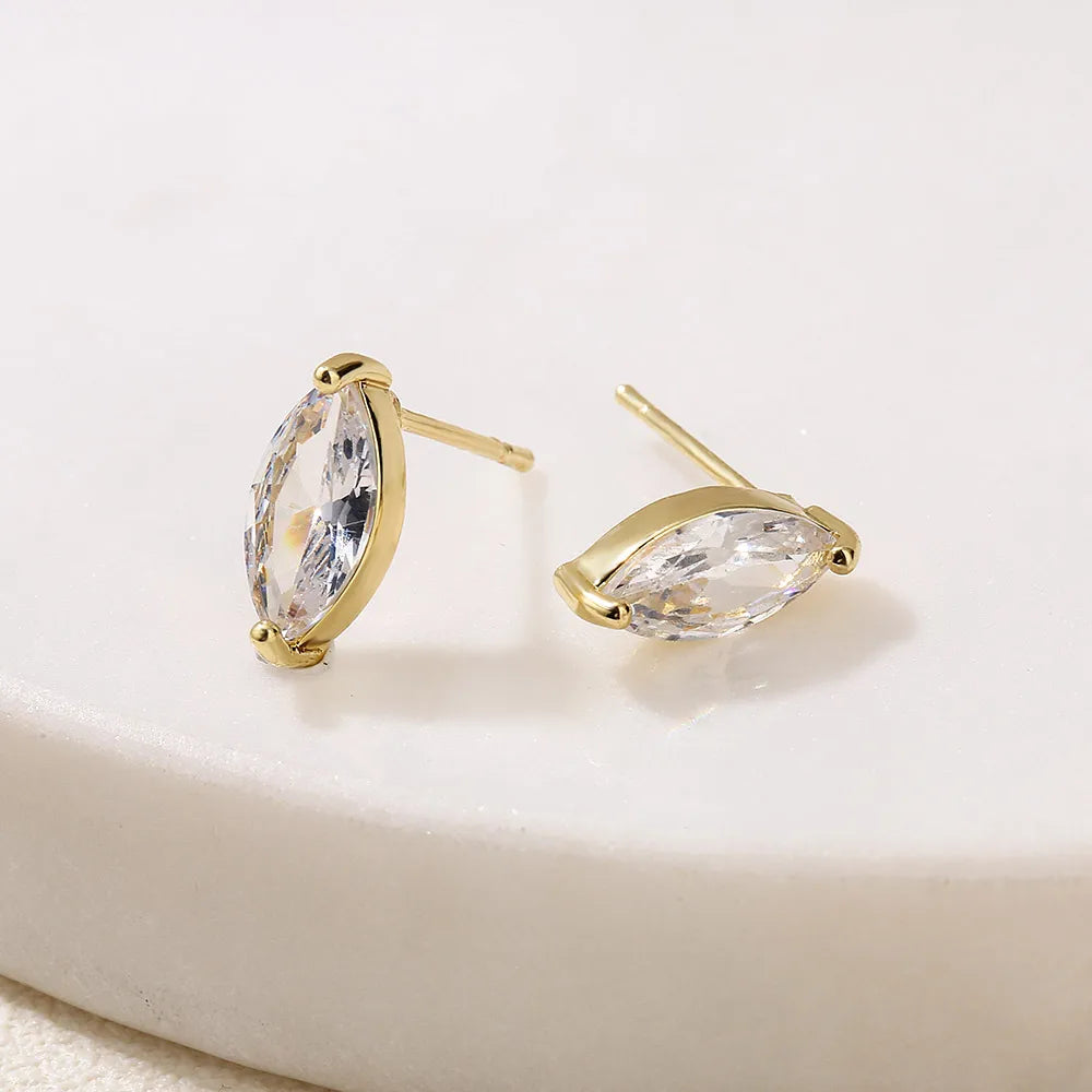 ZAKOL Marquise Cubic Zircon Stud Earring for Women Girls Ladies Fashion Silver Gold Color Daily Ear Accessories
