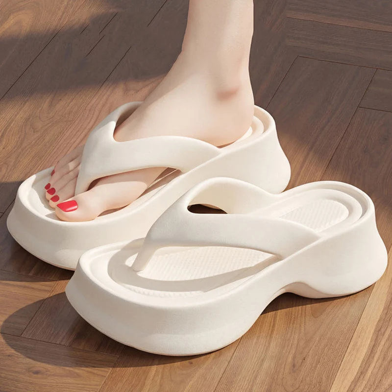 2026 Summer Chunky Heel Flip Flops Women Fashion Clip Toe Thick Platform Slippers Woman Non Slip Increase Thick Bottom Sandals
