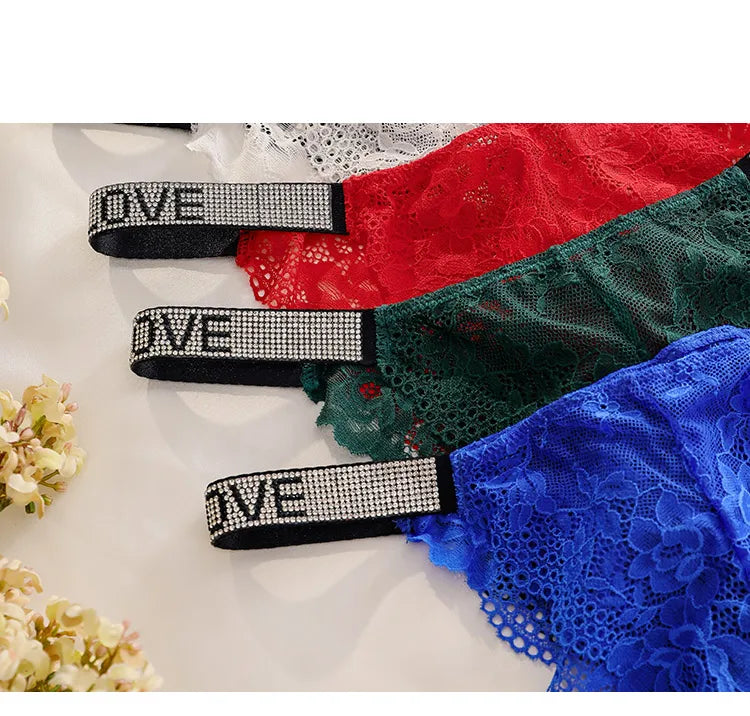 2025 Sexy Lace Underpants Low Waist Pink Breathable Embroidery Briefs Hipster Ladies Lace Panties