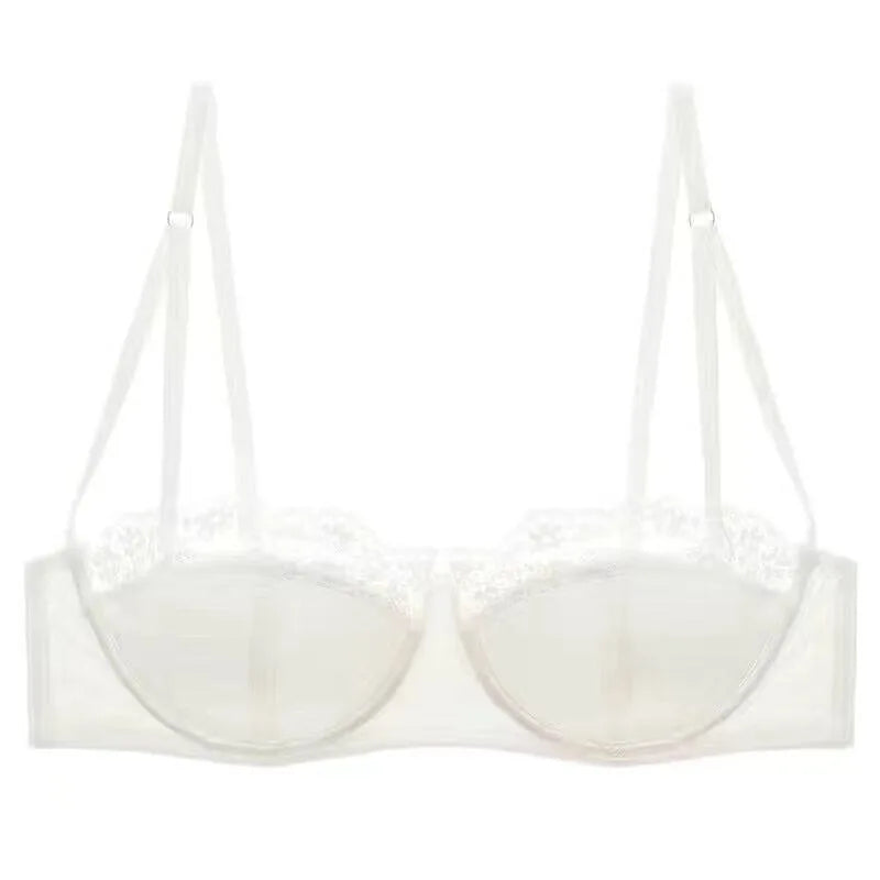 Sexy French Half Cup Invisible Bra Set Soft Underwire Minimizer Push Up Lingerie Set S-XL Comfort Breathable Anti Sag Stylish