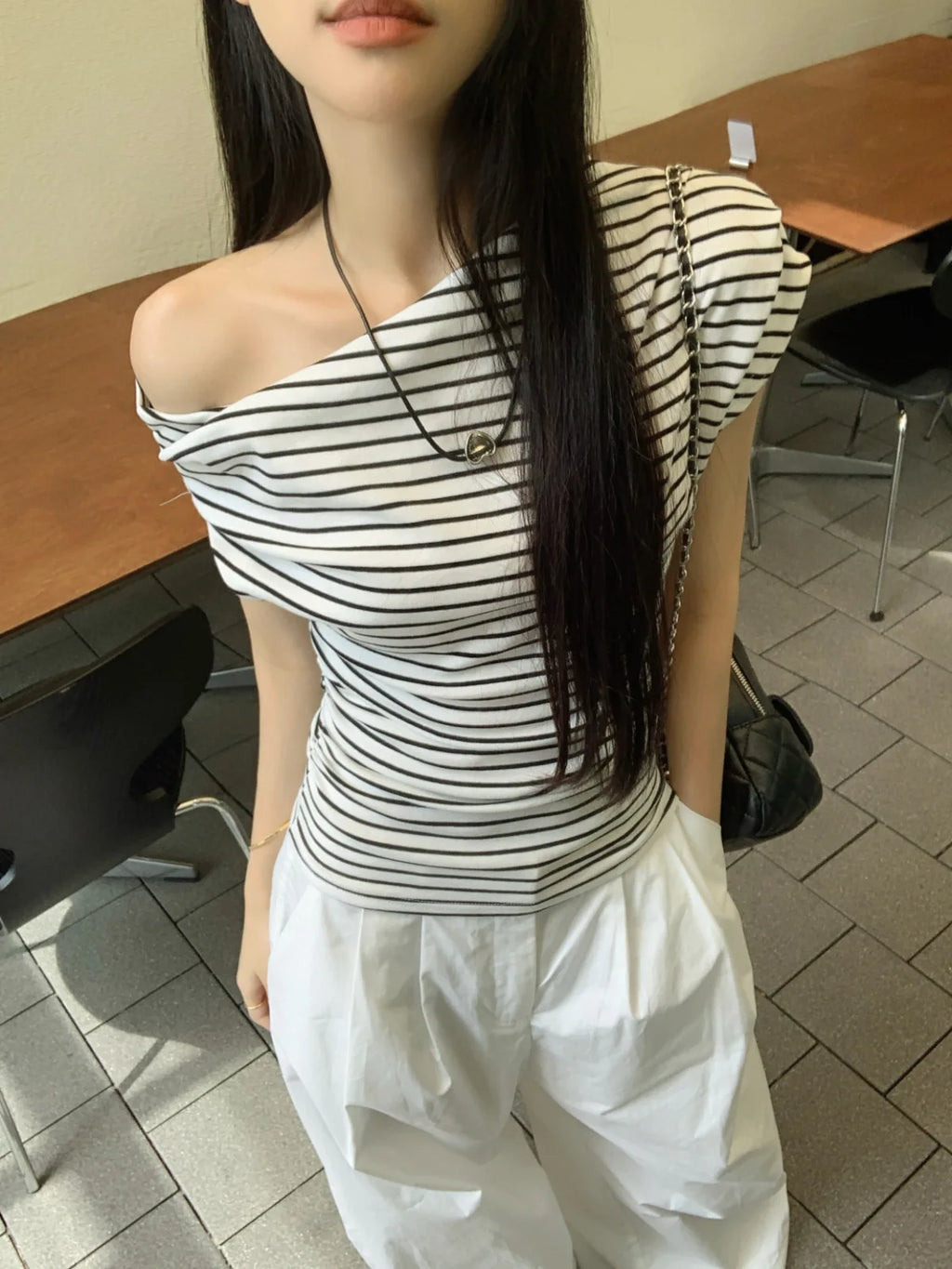 Casual Slim Striped T-shirts For Women 2026 Summer Y2K Women's T-shirt Short Sleeve Blouses Tees Fashion Female Tops
