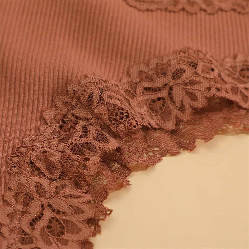 4PCS/Set Cotton Floral Lace Underpants for Women Sexy Striped Low-Waist Panties Girls Comfortable Briefs Trendy T-back Lingerie