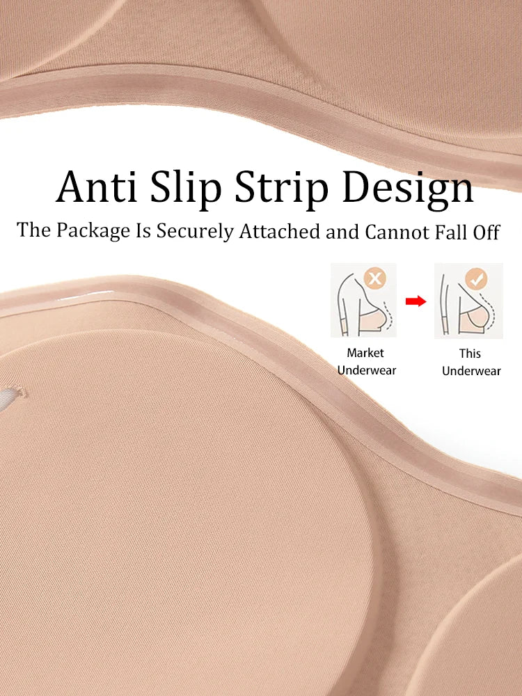 Female Removable Padded Soft Ice Silk Traceless Brasseries Wire Free Side Buckle Bra For Women Invisible Strapless Push Up Bras