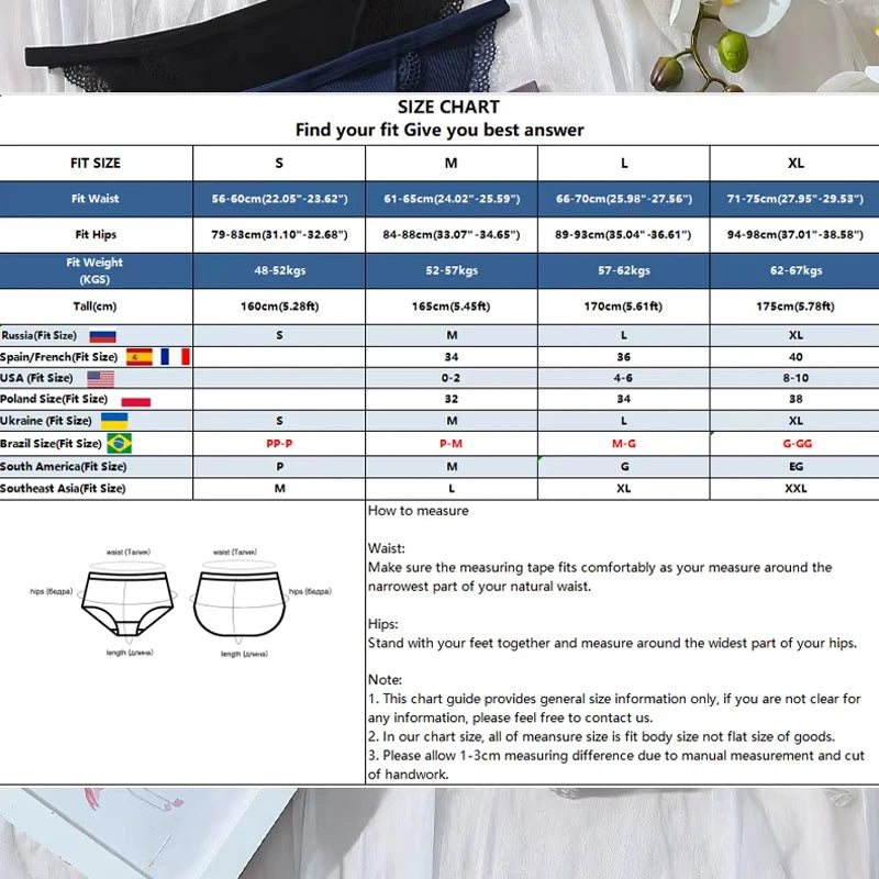 FIENTOO 6PCS Sexy Low-Waist Briefs Lace Cotton Panties for Women Female Soft Underwear Girls Elastic Intimates Sexy Lingerie