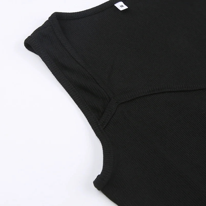 Myufon Basic Knit Long Dress Korean Fashion Square Collar Sleeveless Women's Dresses Summer Casual Y2k Vintage All-match Outftis