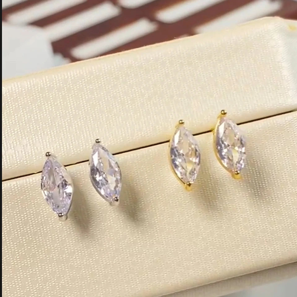 ZAKOL Marquise Cubic Zircon Stud Earring for Women Girls Ladies Fashion Silver Gold Color Daily Ear Accessories