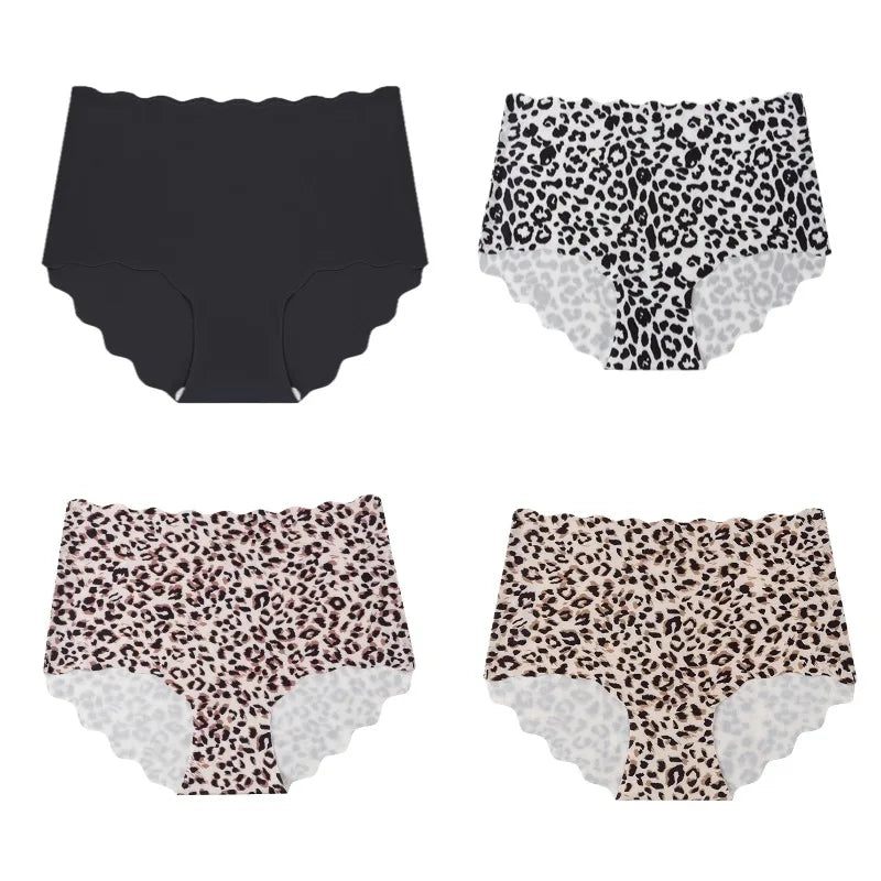 BZEL 4PCS Women's Panties Seamless Female Sexy Lingerie High-Waist Briefs Ladies Breathable Leopard Plus Size Underpant Hot Sale