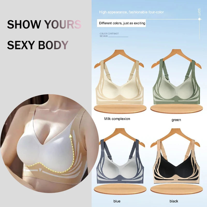 Women's Push Up Bras Seamless Comfortable Angel Wings Bras Sets Fashion Soft Breathable Underwear Female Cozy No Wire Lingerie