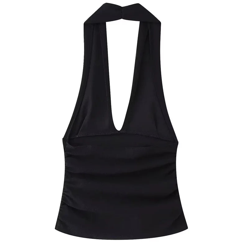 MUJER 2025 Women's Skirt 2 Piece Set Halter Crop Top Female High Waist Midi Skirts Sets for Women Backless Tops Two Piece Outfit