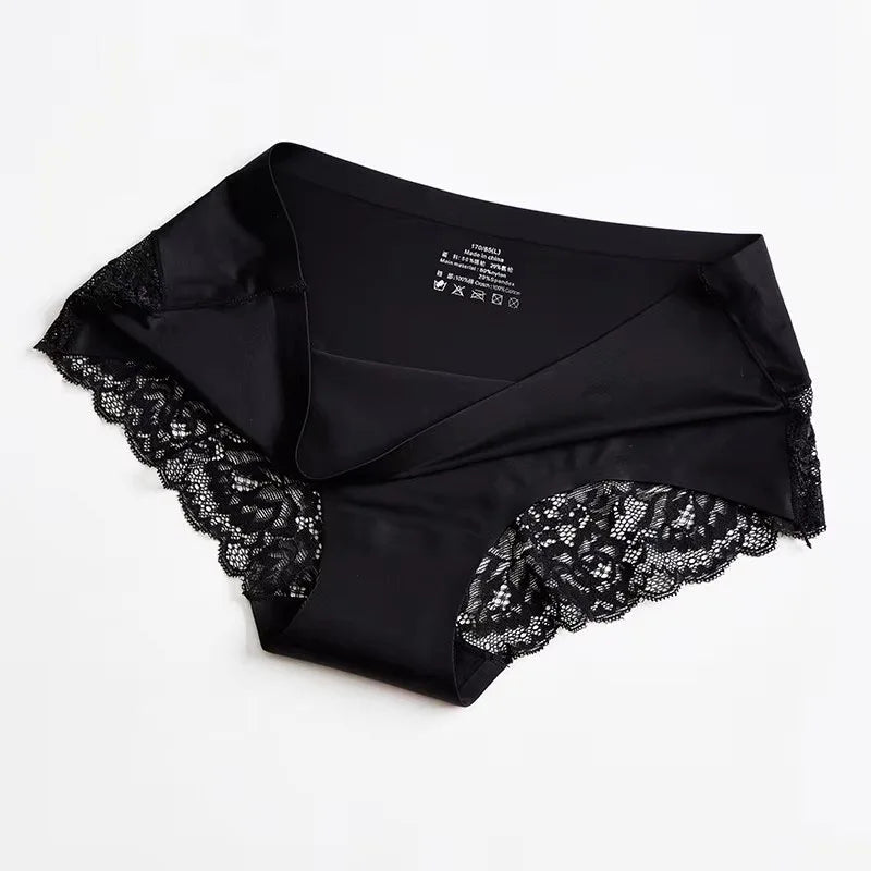 1/3PCS/Set Women's Panties Lace Underwear Sexy Lingerie Ice Silk Briefs Soft Seamless Underpants