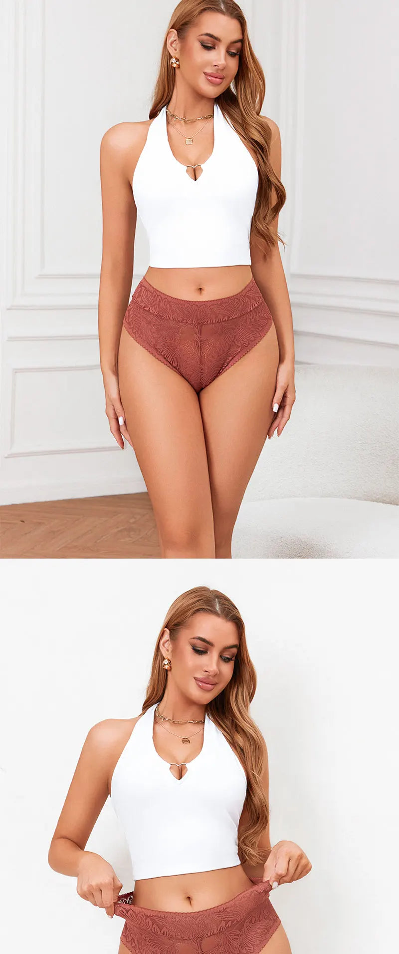 FINETOO 4PCS Floral Lace Thongs Sexy Perspective G-String Mid Waist T-back Female Breathable Intimates Brazilian Underwears