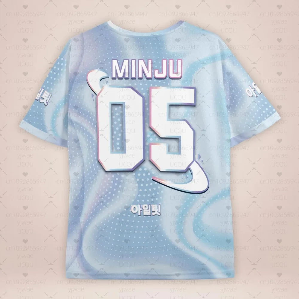 2025 Women Fashion O-Neck Short Sleeve T-Shirt ILLIT MINJU Fans  Summer Tee Lightweight Sport Daily Tee Oversized Sport T-Shirt