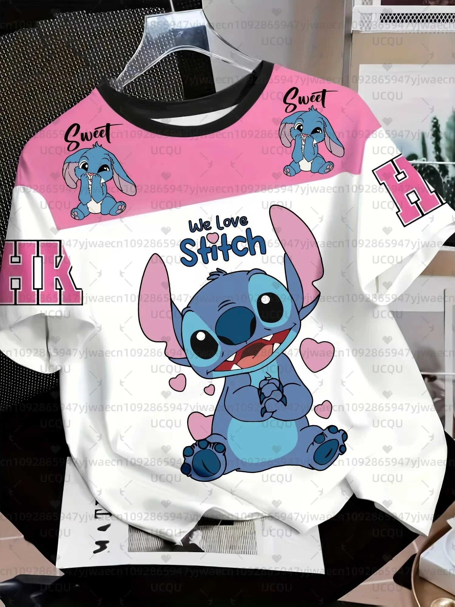 2026 Summer Men's Women's Cartoon Stitch 3D Print Short Sleeve T-Shirts Breathable Quick-drying Couple Casual T-shirt Tops