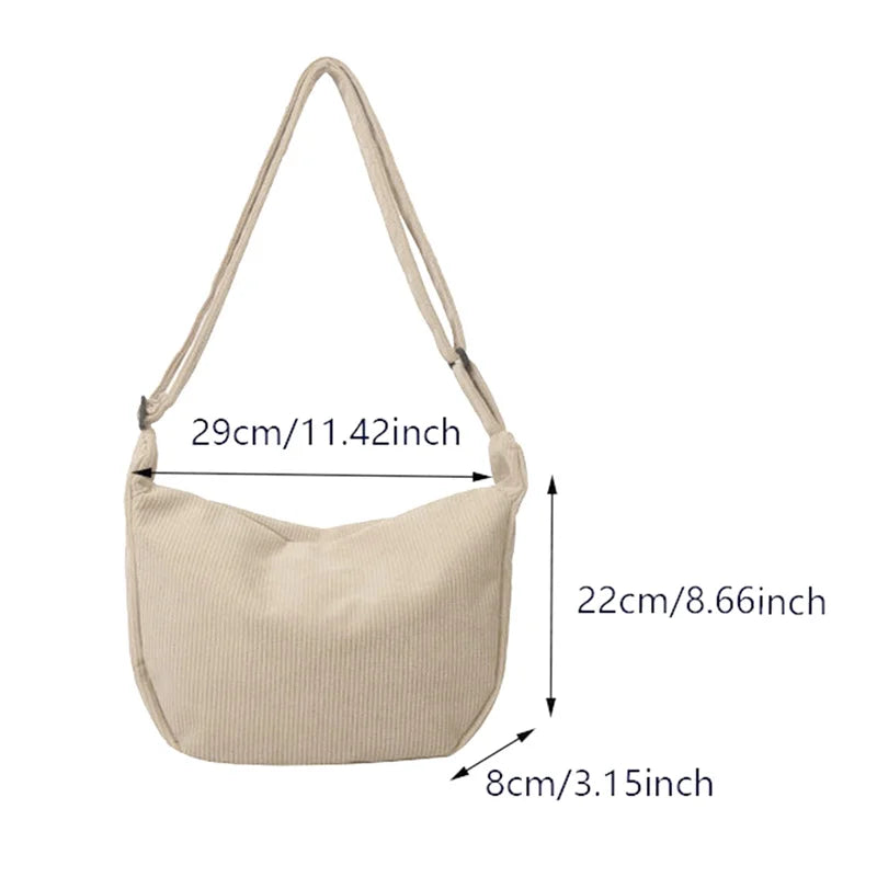 Corduroy Lazy Wind Everything Japanese Literary Single Shoulder Crossbody Student Casual Korean Female Simple Dumpling Bag