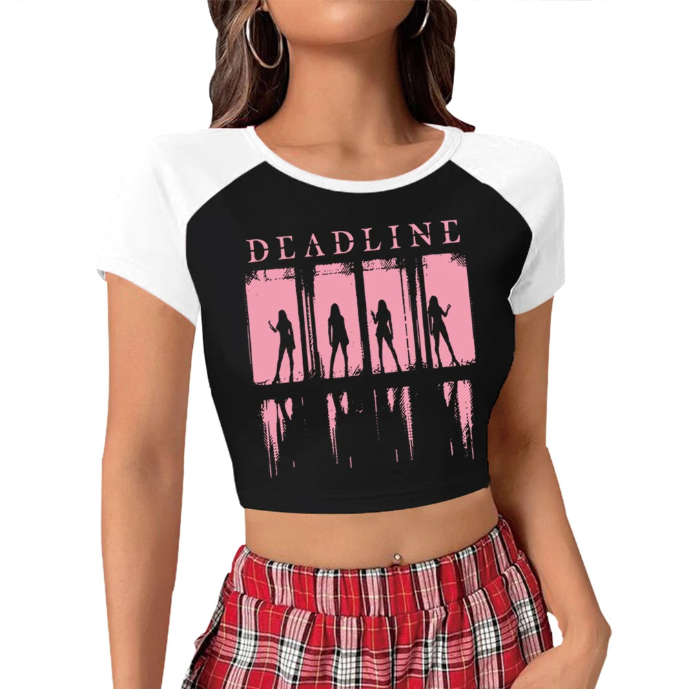Kpop Album Deadline 2026 Crop Tops T-Shirt Girls Fashion Women O-Neck Short Sleeve