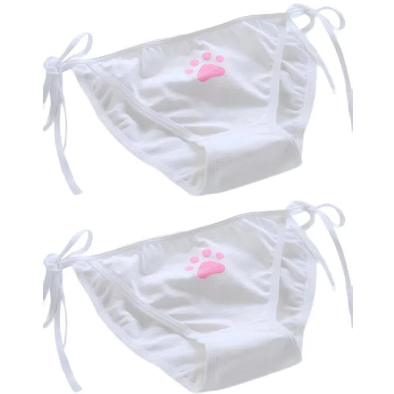 1-4Pcs Sexy Bandage Lolita Panties Low Waist Lingerie Cute Claw Women's Briefs Low Waist Animation Underwear Black,Pink,White