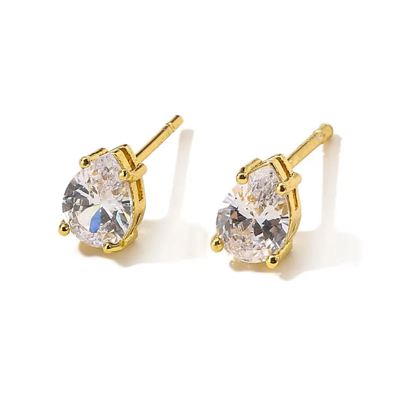 ZAKOL Marquise Cubic Zircon Stud Earring for Women Girls Ladies Fashion Silver Gold Color Daily Ear Accessories