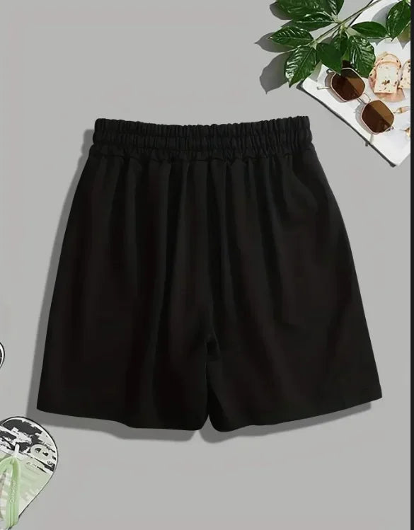 American Retro Women's Solid Color High Elastic Casual Shorts Summer New Men's and Women's Streetwear