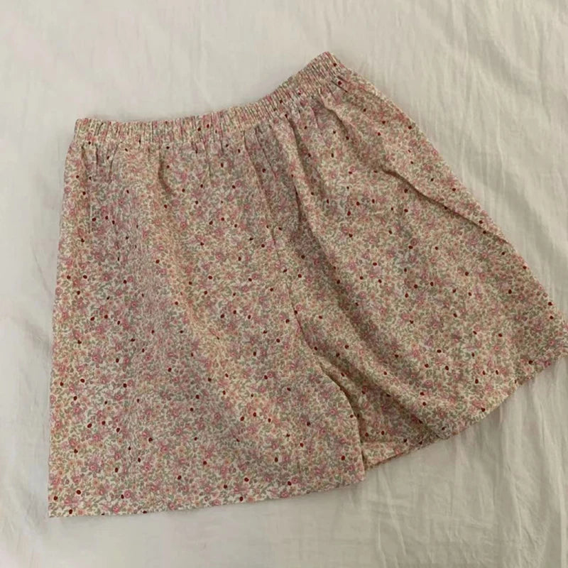 Korean Style Sexy Cute Little Emerald Flower Vest Women's Home Clothes With Chest Cushion Comfortable Cotton Pajamas Set