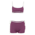 Weird Puss Casual Women 2 Piece Set Tracksuit White Edging Camisole+Side Bandage Shorts Matching Stretch Sporty Streetwear Suits