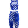 Kliou Polka Dot Print 2 Piece Set Woman o-Neck Hollwo Design Crop Tops+Skinny Peach Hip Shorts Hot Girls Sexy Fashion Outfits