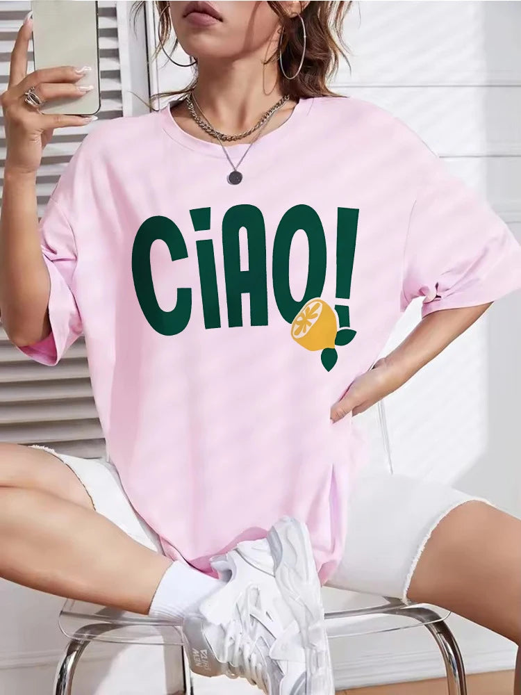 Fashion Y2k Lemon Ciao!  Funny T Shirts Men Women High Quality T-shirt Round Neck Short Sleeve Hip Hop Tee Shirt Streetwear