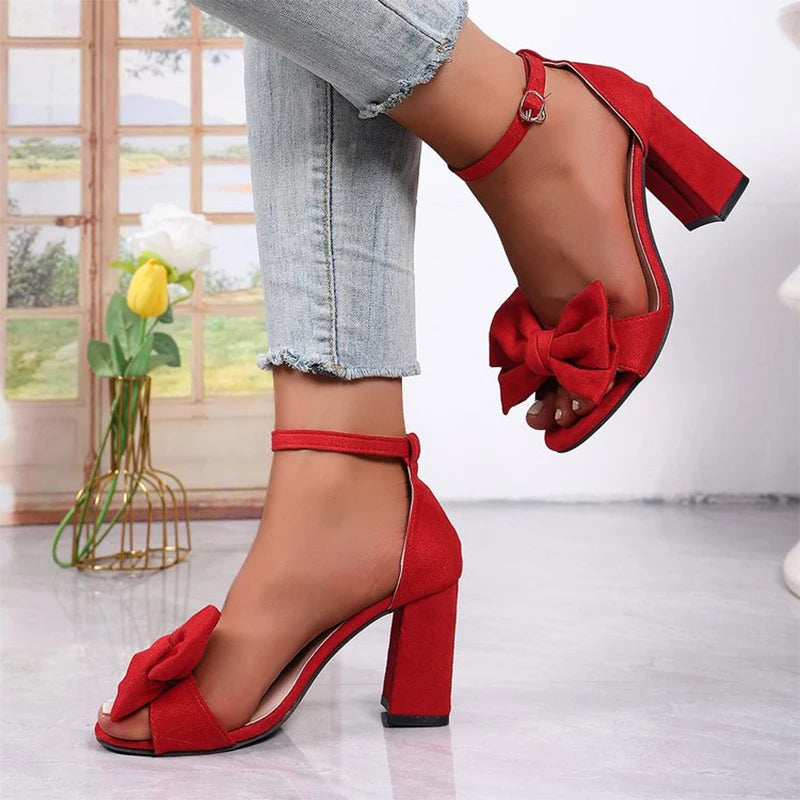 Party Bowknot High Heel Sandals for Women Adjustable Ankle Buckle Sandals Woman Spring Summer Open Toe White Sandalias Female