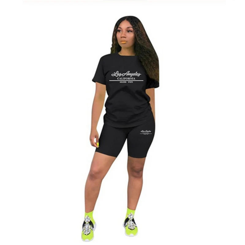 Daily Short Sleeve Hot Sales Comfort Quality Casual Woman Clothing Summer Two Piece Set Women Tracksuit T-Shirts O-Neck Shorts