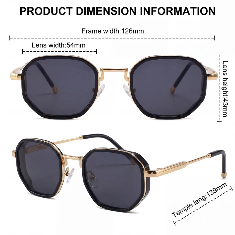 Small Frame Octagon Punk Sunglasses Women Luxury Brand Retro Geometric Metal Fashion Shades Vintage Sun Glasses Driving Eyewear