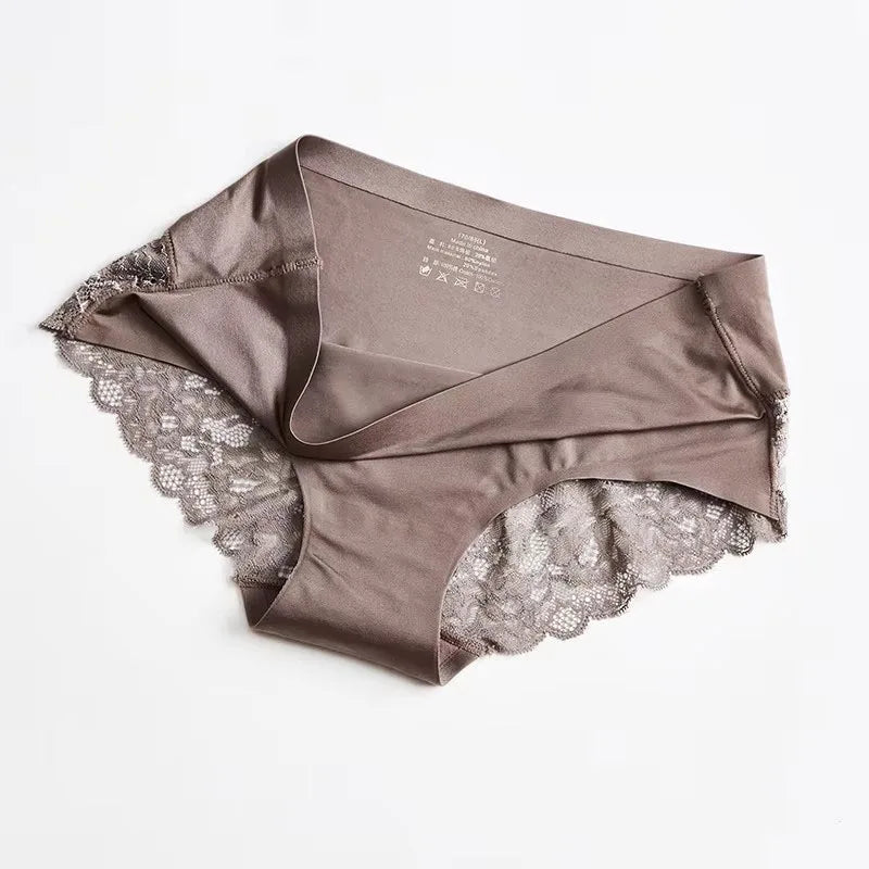 1/3PCS/Set Women's Panties Lace Underwear Sexy Lingerie Ice Silk Briefs Soft Seamless Underpants
